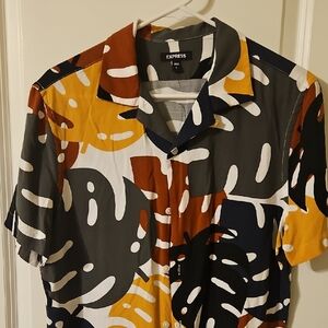 Express Men's Bold Leaf Print Shirt